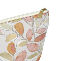 Cherry Plum Leaves Accessory Pouch w T-bottom in Coral